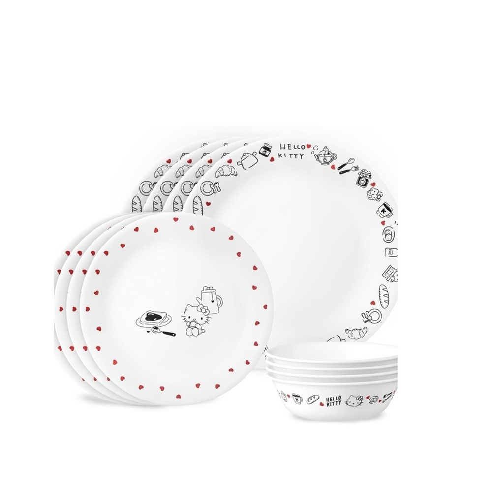 Hello Kitty White and Red Dinnerware Collection